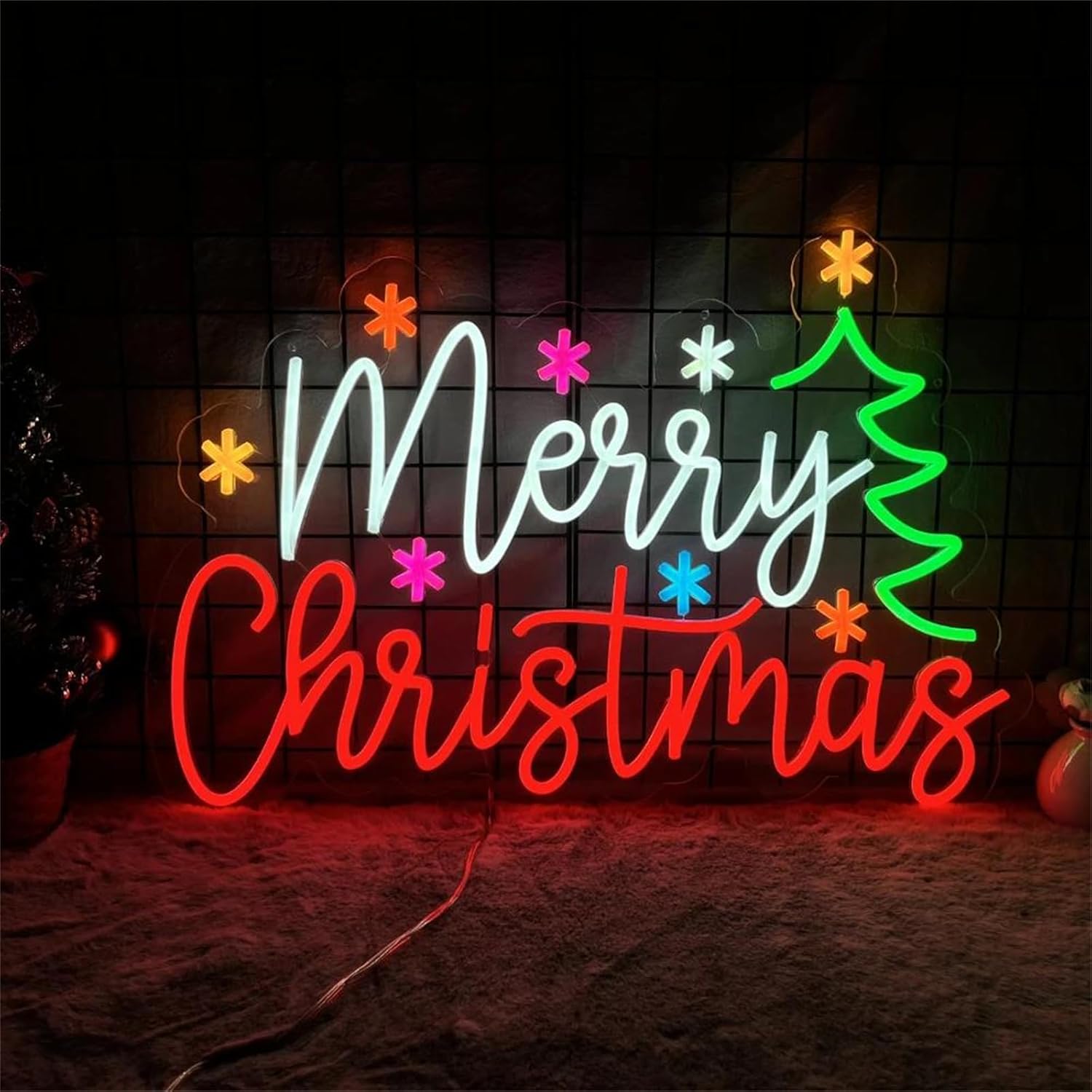 Lighting Home Decor Ideas - Letrero de neón de Feliz Navidad