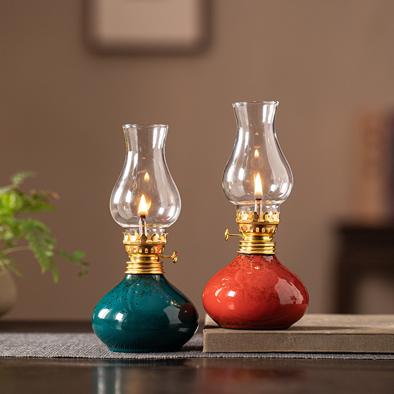 Vintage Lighting Decor - Lámpara de Aceite de Cerámica Vintage