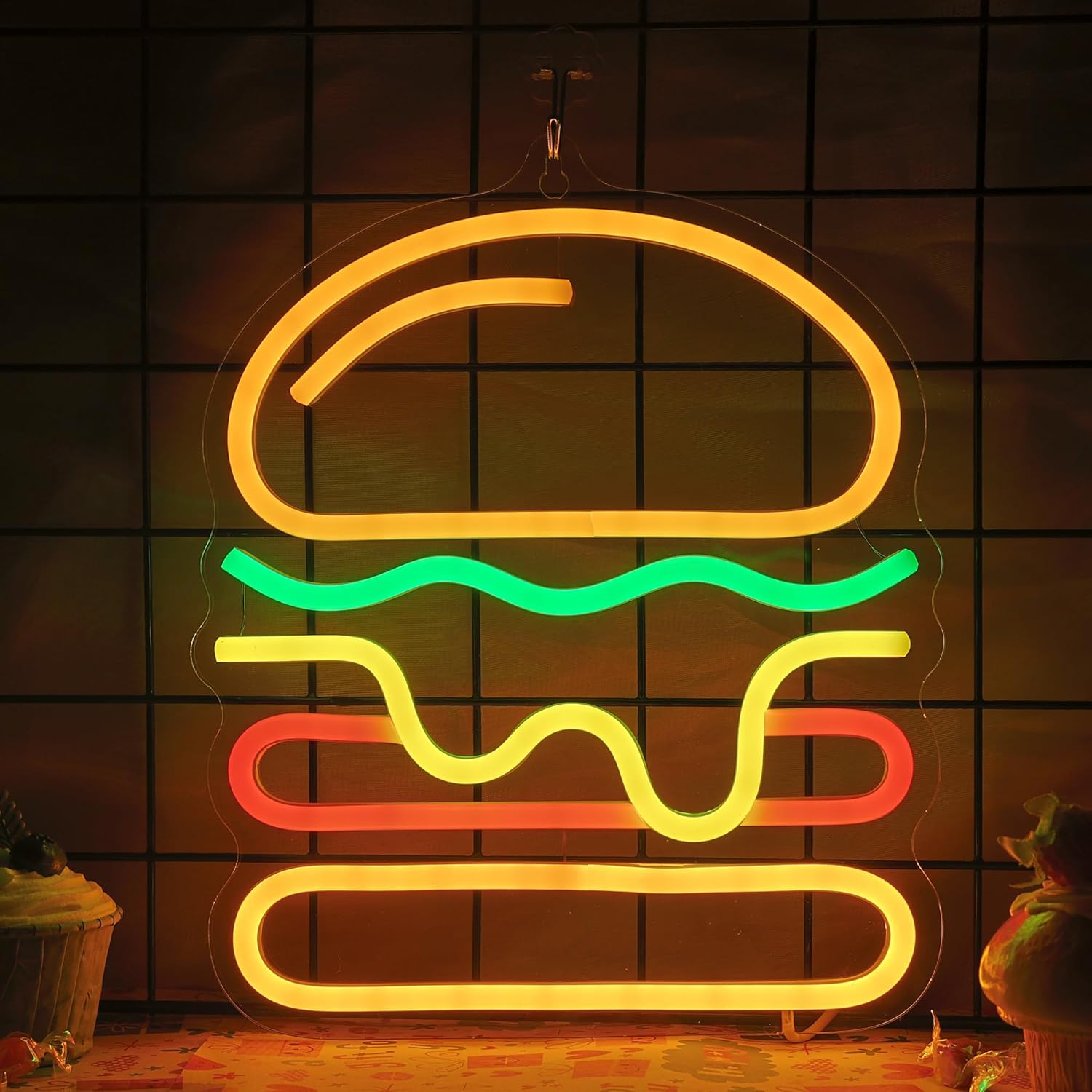 Lighting Home Decor Ideas - Letrero de neón de hamburguesa con