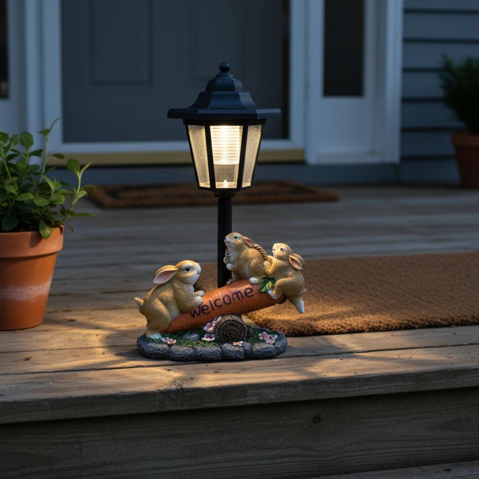 Lighting Decoration Ideas - Estatua de conejo solar, luz solar