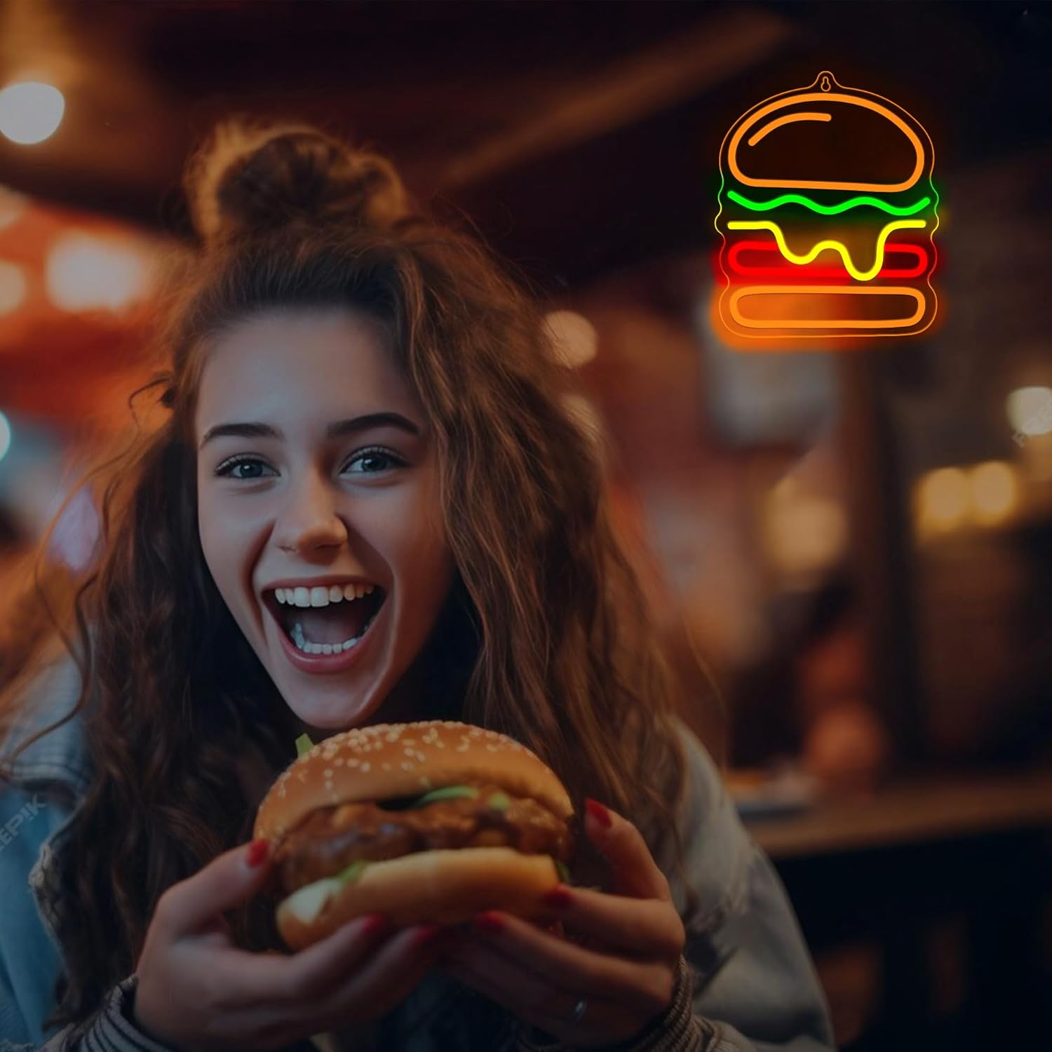 Letrero de neón de hamburguesa - Lighting Home Decor Ideas reseña y precio