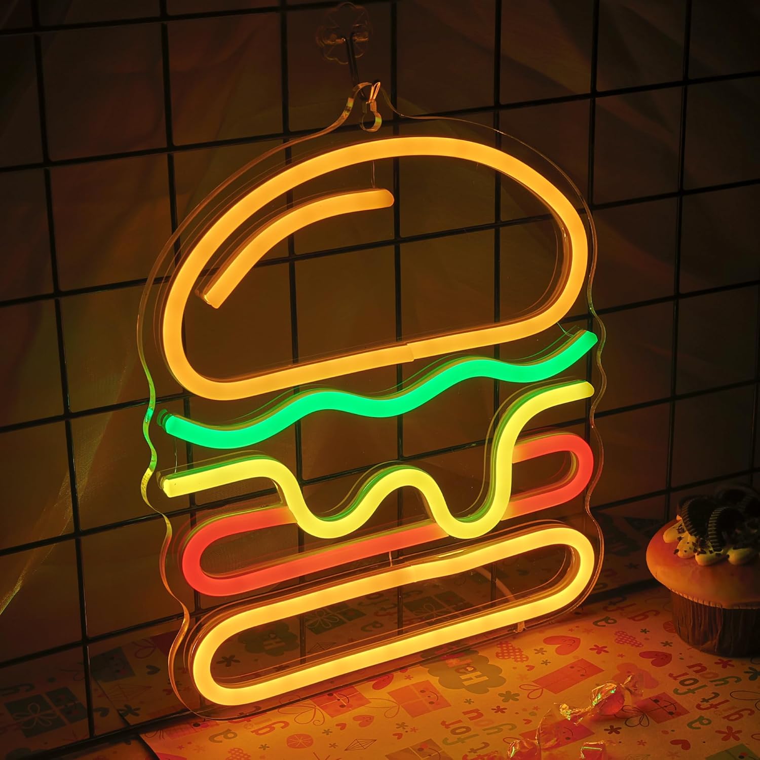 Letrero de neón de hamburguesa - Lighting Home Decor Ideas reseña y precio
